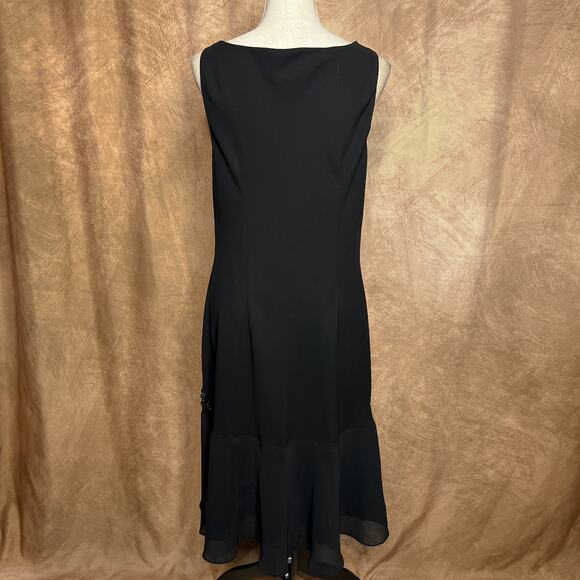 Vintage 90s SL Fashions Black Beaded Sequin Cowl Neck Midi Dress Drop Waist Goth - Picture 3 of 7